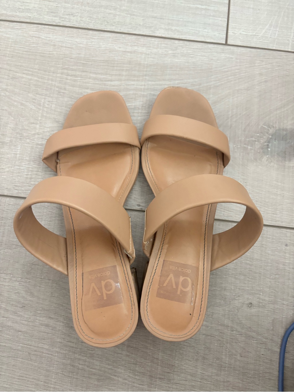 Dolce Vita Nude Double-Strap Slide Heels